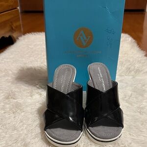 Adrienne Vittadini Black and White Heeled Sandals